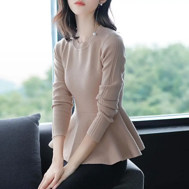 

Женский пуловер, осень 2023, женская одежда, пуловер, вязаная рубашка, топ с оборками и зловещей талией, пуловер для инопланетянина, свитер