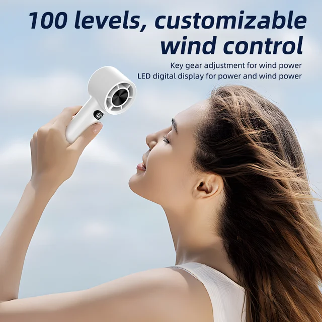 Mini Handheld Fan Portable Hook Turbo Fan Usb Rechargeable Led Display Screen Summer Cooling Outdoor Desktop Camping ElectricFan 2