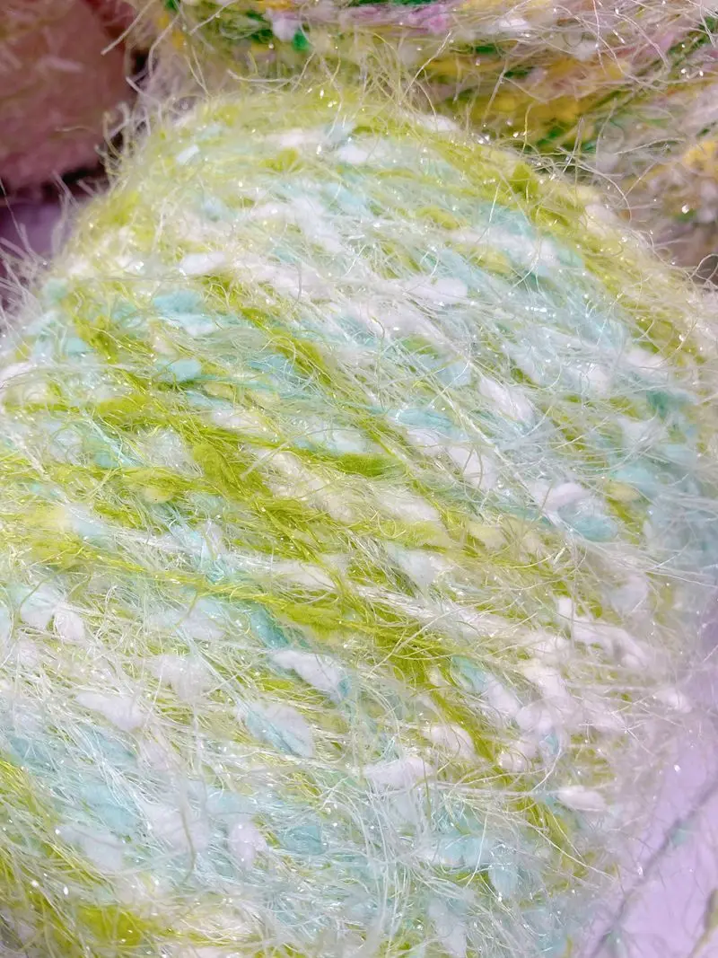 Description Picture 6 of item250g Mixed Color Yarn Wool thread Feather Bean Wiring Shiny Decorative Wool Scarf Shawl Coat Bag Wool Crochet Knitting Wool Yarn