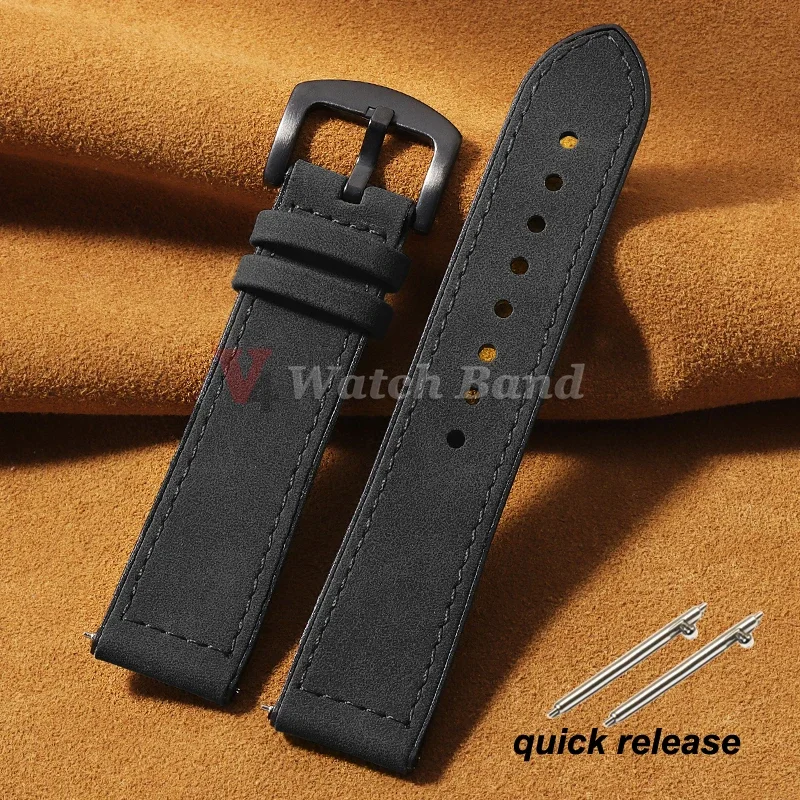 Vintage Suede Silicone Leather Bracelet - Quick Release Sport Wristbelt Accessory