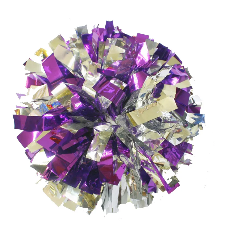 Metal Color Cheerleader Pompoms, Game Sports Cheerleading Supplies, High Quality, Free Combination, Rings Handle, 32cm, 10Pcs