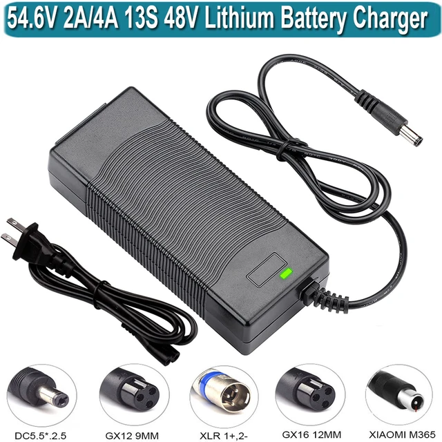 54.6V Battery Charger for Electric Bike, 48V 2A Power Supply for