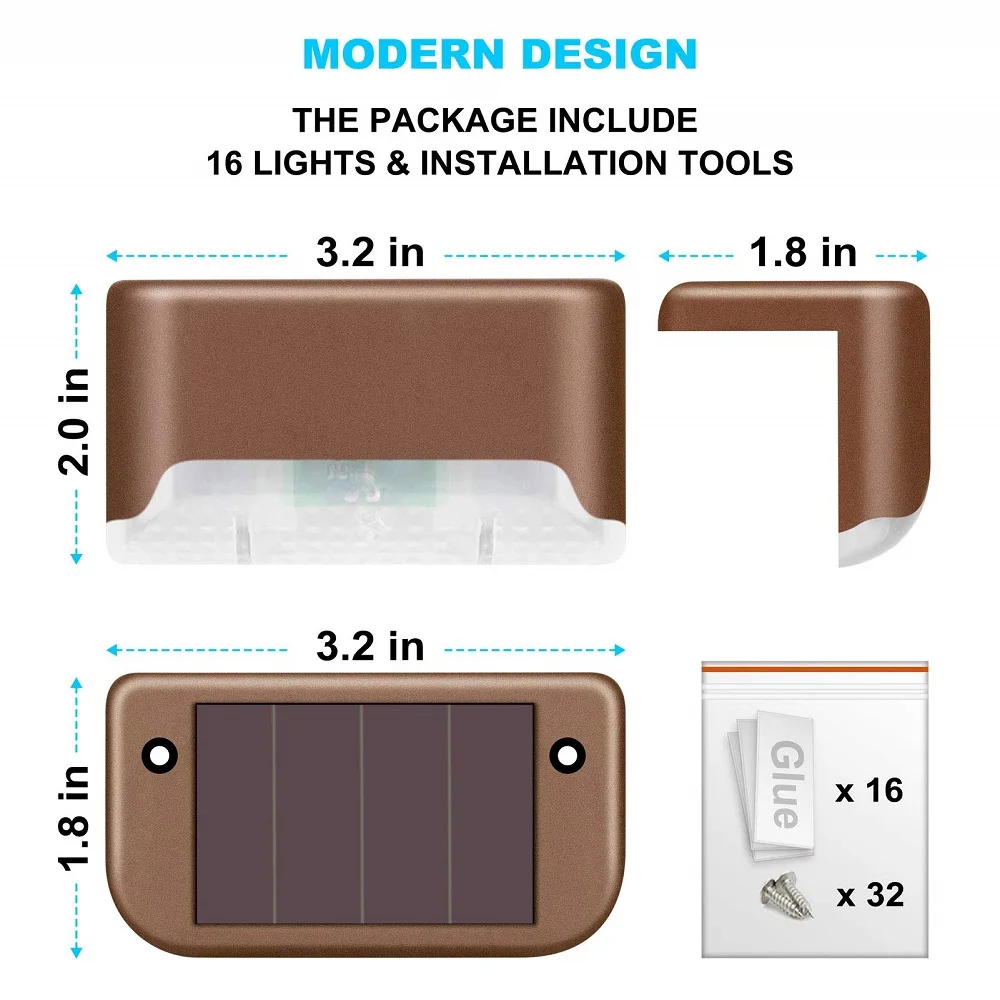 LED Solar Lights Outdoor Solar Deck Lights Waterproof Led Stair Light Pathway Lights Solar Powered For Stairs Step Yard Garden 5