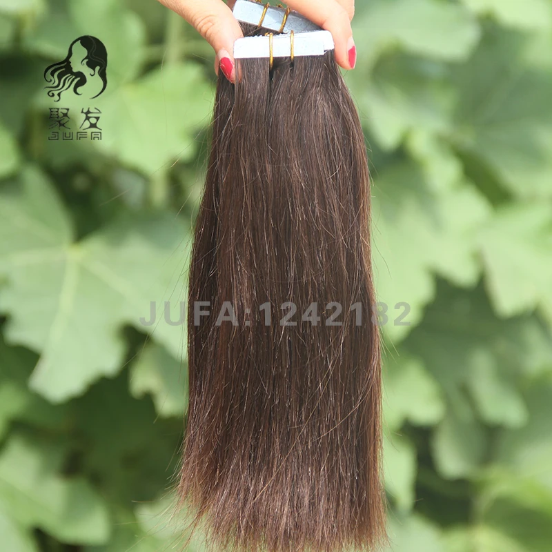 sale #4 Medium Brown Remy Tape In Human Hair Extensions Machine-made 30inch PU Virgin Hair Extensions Skin Weft Human