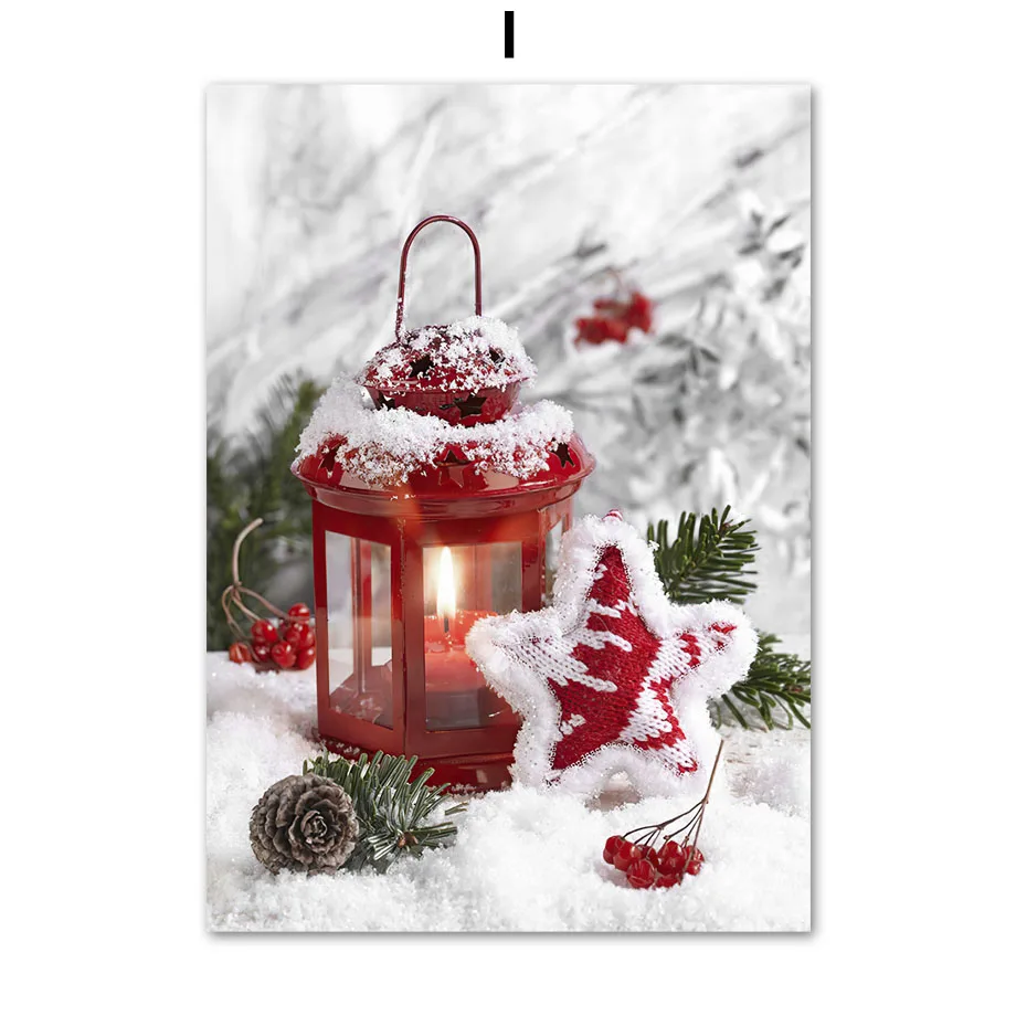 Cuadro sobre lienzo para pared, diseño de pino de invierno, Papá Noel, alce navideño, muñeco de nieve, carteles para decoración del hogar, impresiones, imágenes de pared para sala de estar