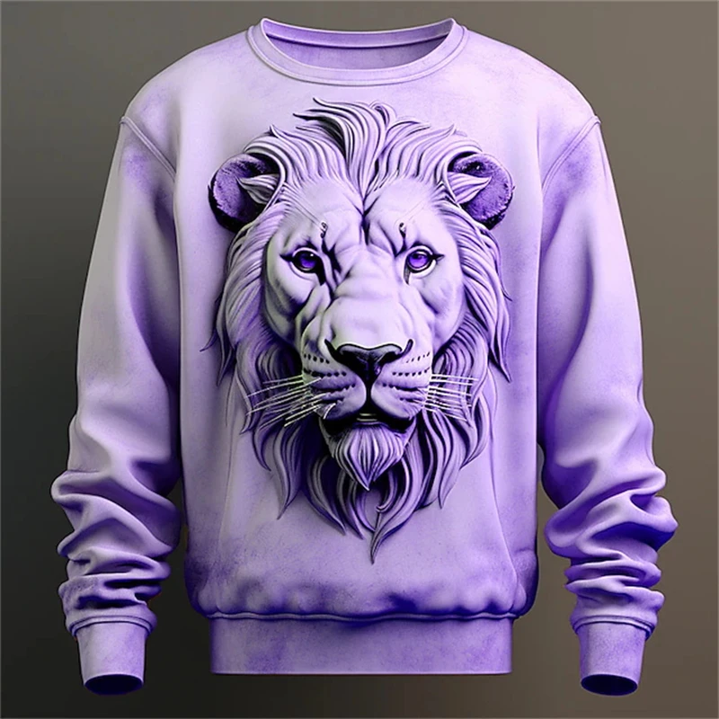 thumbnail image 1 of 3D Tiger Lion Graphic Hoodies For Men Autumn Hip Pop Casual Sweatshirts Trend Y2k Harajuku Oversized Pullover Fashion O-neck Top, 1 of 4
