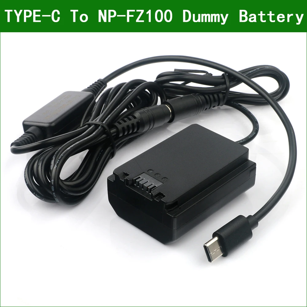 

AC-FZ100 USB Type-C NP-FZ100 Dummy Battery Power Adapter DC coupler For Sony Alpha 1 6600 7C 7 7R 7SIII 7R IV 9 II ILME-FX3 FX3