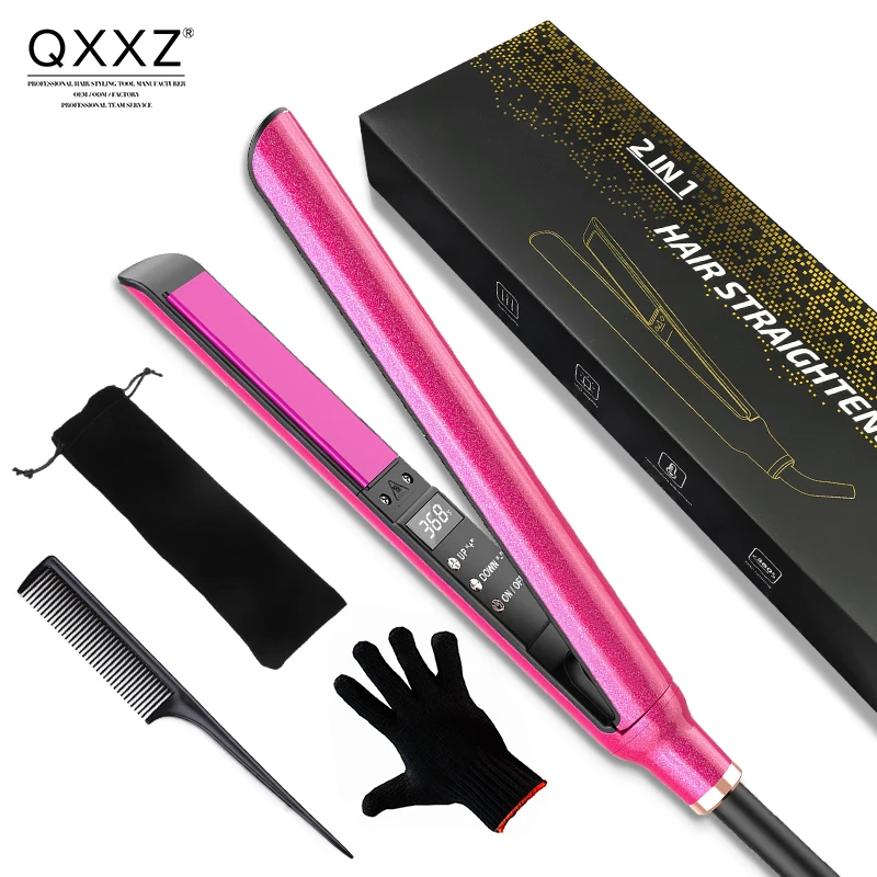 QXXZ 2-In-1 Flat Iron Hair Straightener Ceramic Heat LED Electric Straight Curler Salon Hairstyle Tool Free Shipping free shipping 16pcs ceramic swiss bsb 608 8 22 7mm abec 11 hybrid 6 white zro2 balls skateboard bearing skating hand spinner