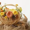 Wicker Rattan Basket Woven Flower Basket For Home Wedding Rattan Storage Basket Flower Girl Hand Basket Home Decor Storage Baske 4
