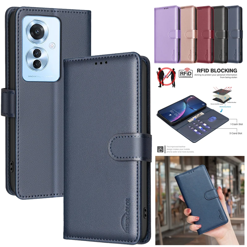 Flip Cover Anti-Theft Leather Wallet Case - Matte Finish Phone Case and Bag