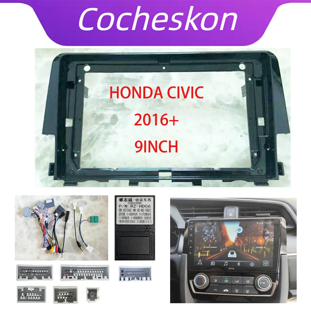 

Адаптер для автомобильной рамы 2 DIN 9 дюймов для Honda Civic 2016 + Android