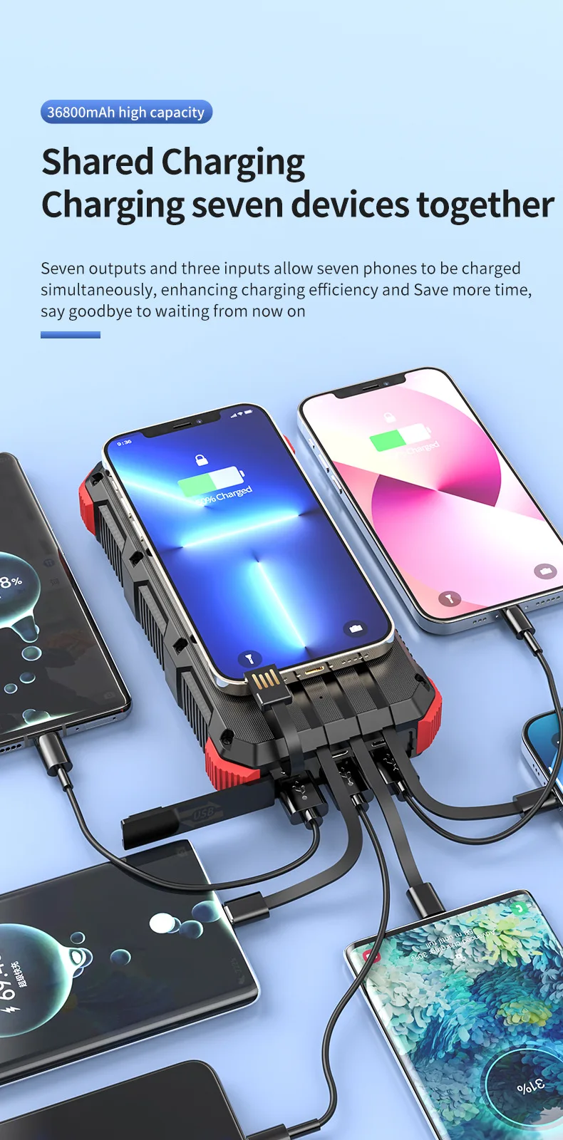 Efficient and Reliable 36800mAh Portable Wireless Quick Charger - Never Run Out of Power Again10