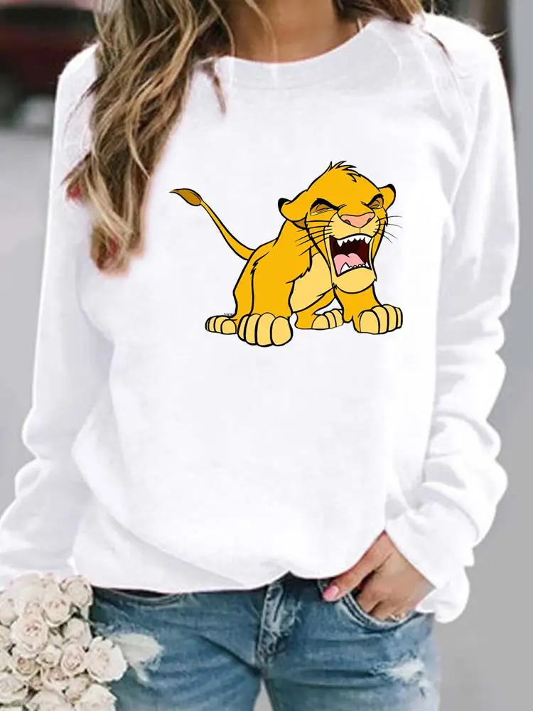 

Autumn Spring Female Pullovers Holiday Graphic Sweatshirt Lion Sweet 90s Cute Trend Stylish Disney Fashion Print Women Casual
