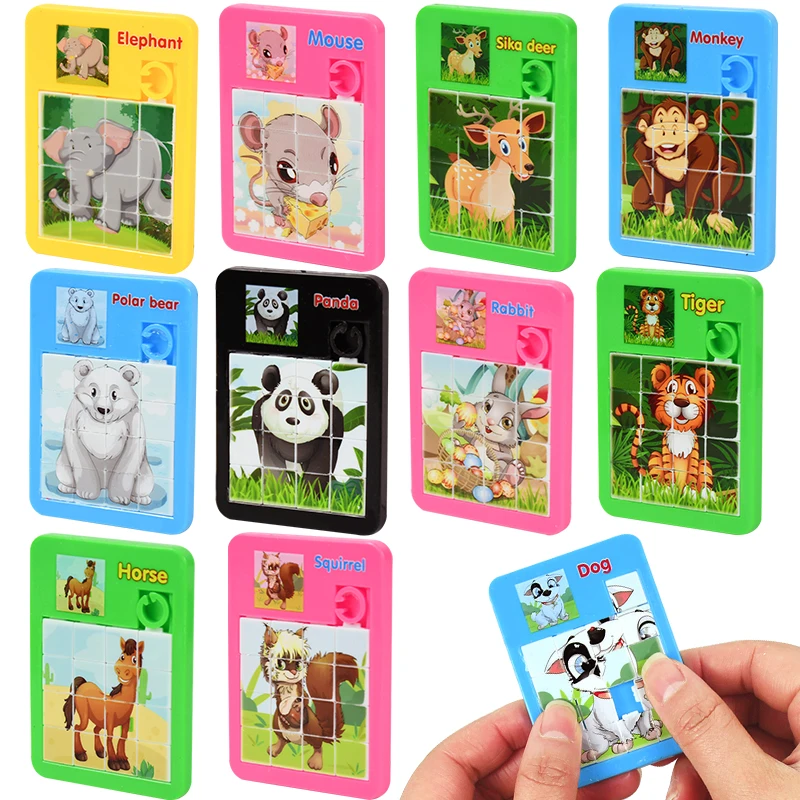 

5Pcs Cartoon Animal Slide Jigsaw 16 Grid Maze Puzzle Early Educational Developing Toy School Kindergarten Mini Gift Toys