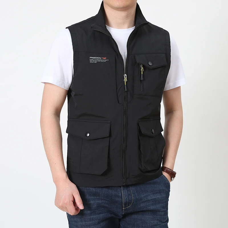 Summer Men Tactical Vest Coat Casual Photographer Waistcoat Mesh Work Sleeveless Jacket Tools Multi Pocket Outdoor Fishing 5XL