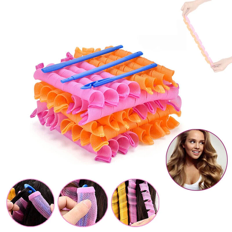Heatless Hair Roller 30/45/55/65CM Soft DIY Spiral Hair Curler No Heat Curls for Long Hair Styling Tool Kit Curling Rods Hook
