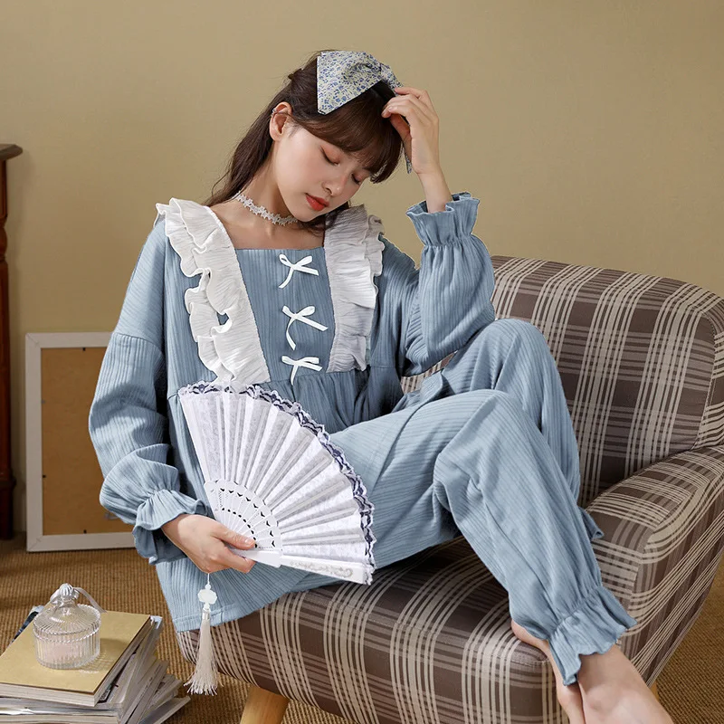 Long Sleeve  Pajamas Sets For Women Autumn Satin Sleepwear Pyjamas Nightwear Set Young Girl Pijama Set femme homewear