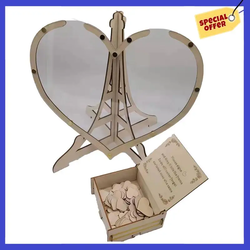 Wedding Guest Book Alternative Wedding Decor 3D Engraved Guestbook Guest Drop Box Welcome Card Decorations Durable , B