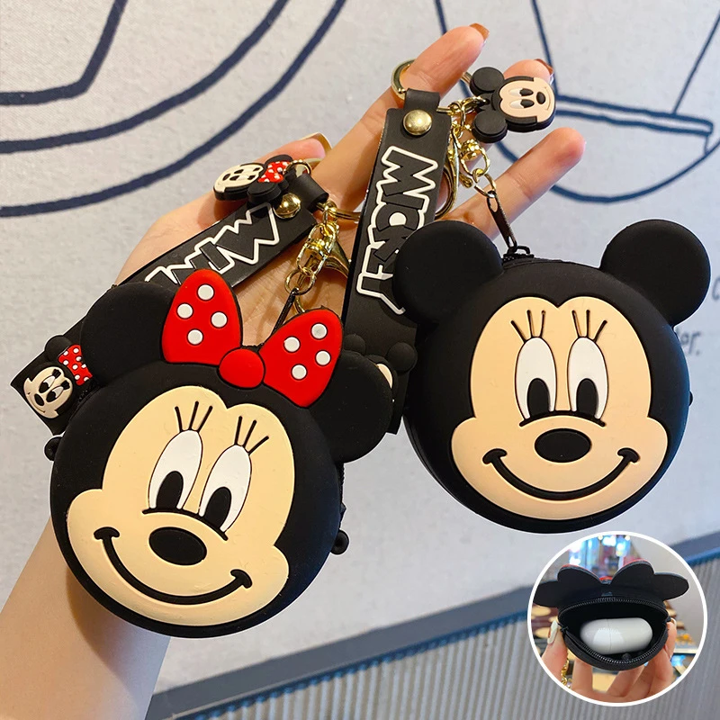 Disney cartera pequeña de silicona para niñas y mujeres, monedero pequeño con colgante de Mickey Mouse de dibujos animados de monedero de Minnie|Monederos| - AliExpress