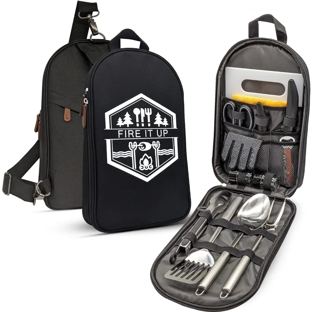 

Grilling and Camping Cooking Utensils Set for The Outdoors BBQ - Camping Utensil Set Camping Kitchen Set Cookware Accessories