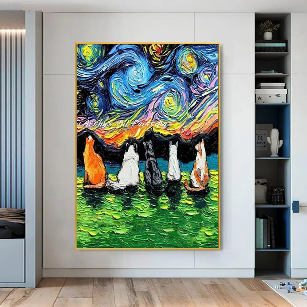 

Arthyx,Handpainted Knife Dog Animal Oil PaintingS On Canvas,Modern Home Decoration,Abstract Pop Art,Wall Picture For Living Room