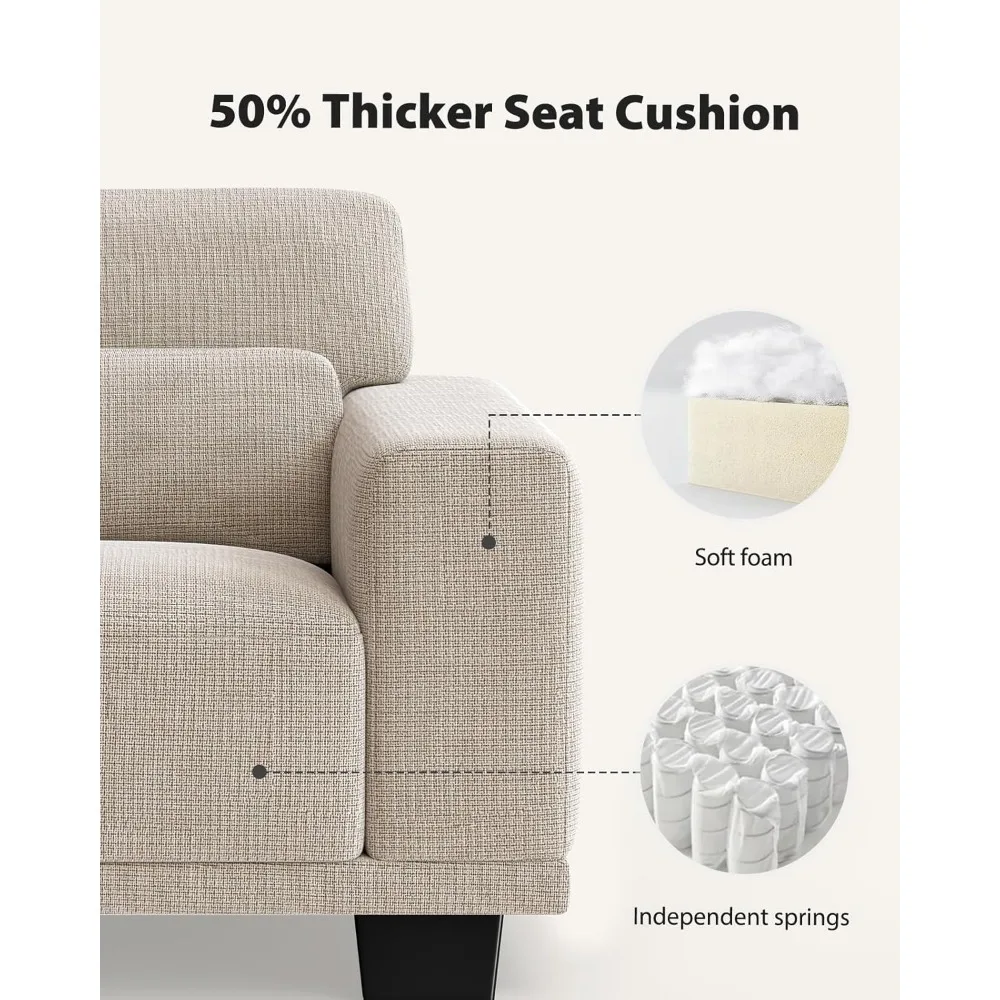 3 Seater Sofa Couch with Deep Seats and Wide Armrests, 89" Couches for Living Room,with Removable Cover, White Children's Sofas 5