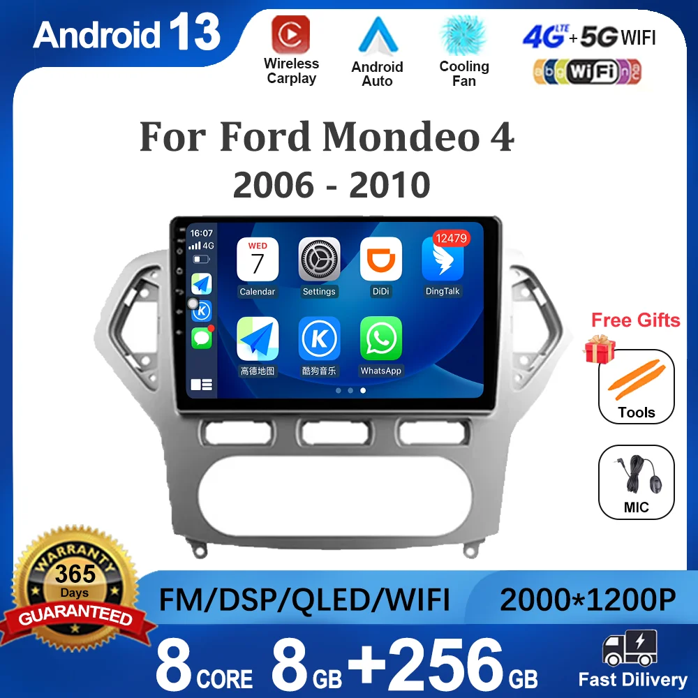 

Android 13 Multimedia Video Player For Ford Mondeo 4 2006 - 2010 Stereo Navigation Car Radio No 2din 2 din DVD GPS Carplay 5G BT