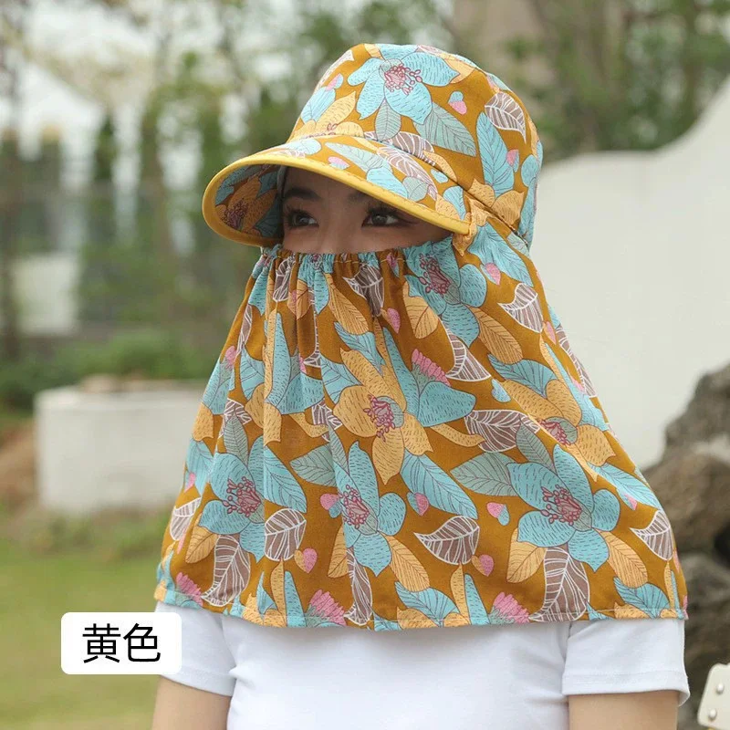 Summer Sunscreen Women Face Cover Hat Outdoor Worker Neck Protection Sunshade Visors Cycling Veil Anti-UV Empty Top Cap