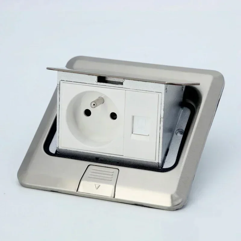 Stainless Steel Pop-Up Floor Socket with Universal Power Outlet