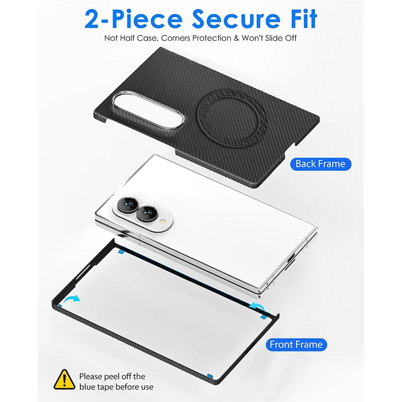 Wireless Charging Carbon Fiber Print Magnetic Case - Shockproof and Ultra Durable