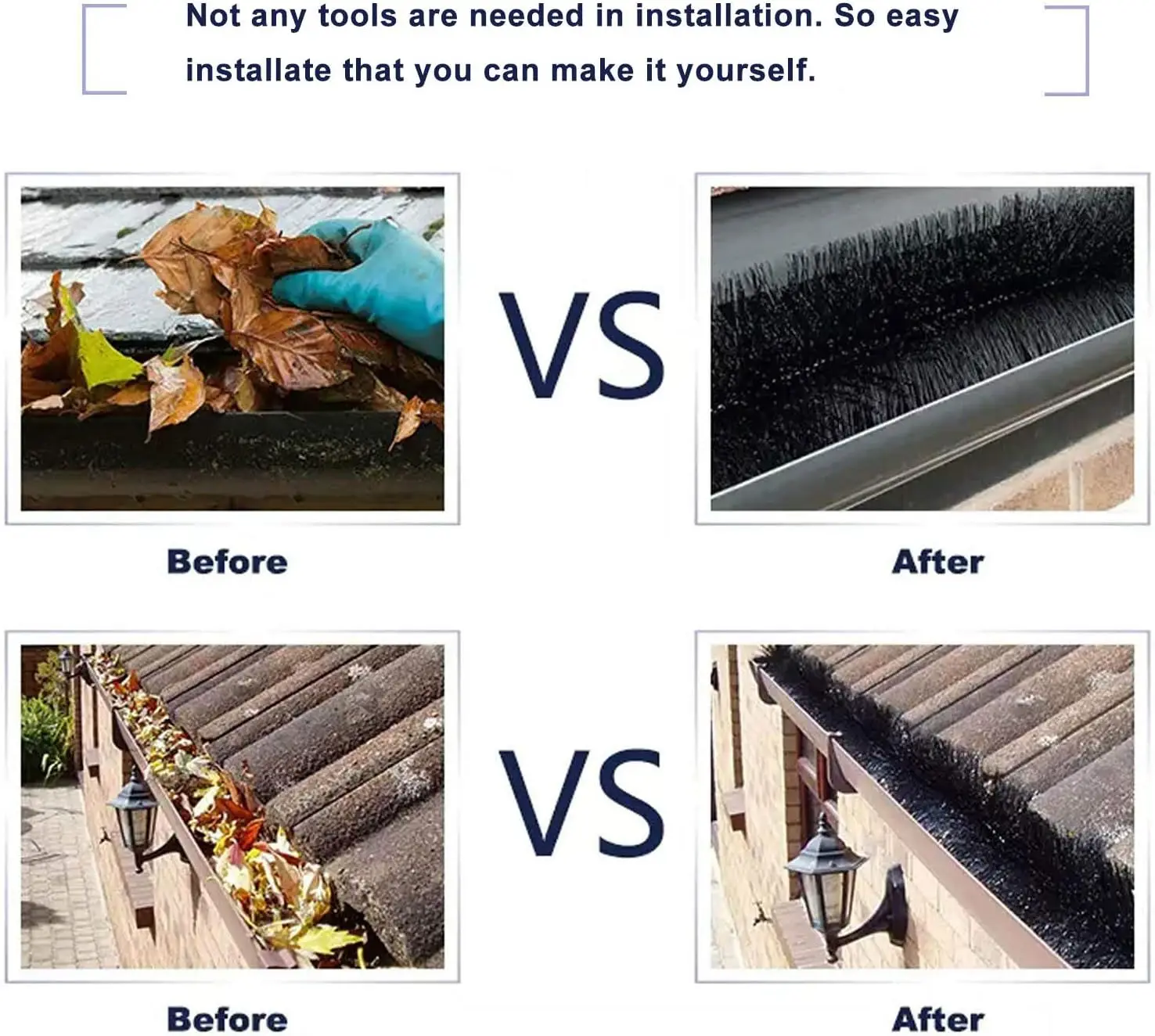 4m Gutter Brush Roof and Gutter Protection Prevent Clogging Heavy Duty Branch Filter Home Garden Protection Brush Guard