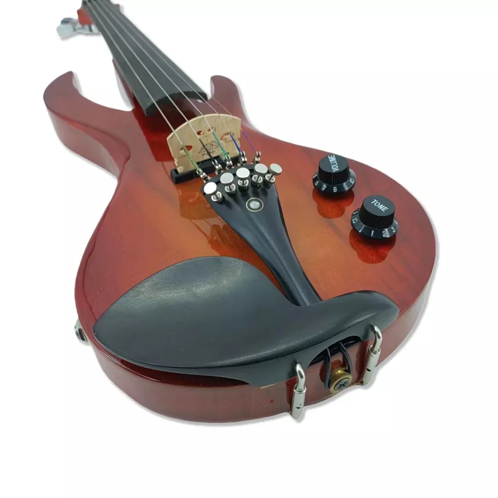 New Electric Violin 5 Strings Solid Wood Handmade Ebony Fingerboard Brazilian Wood Bow Unbleached Genuine Mongolian Horsehair