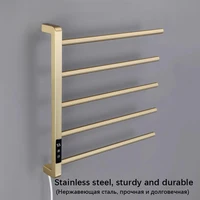 ห้องน้ําแปรงทองผ้าเช็ดตัวอุ่นอุณหภูมิควบคุมเวลาไฟฟ้าอุ่นราวแขวนผ้าเช็ดตัวสแตนเลสชั้นวางผ้าขนหนูไฟฟ้า 2