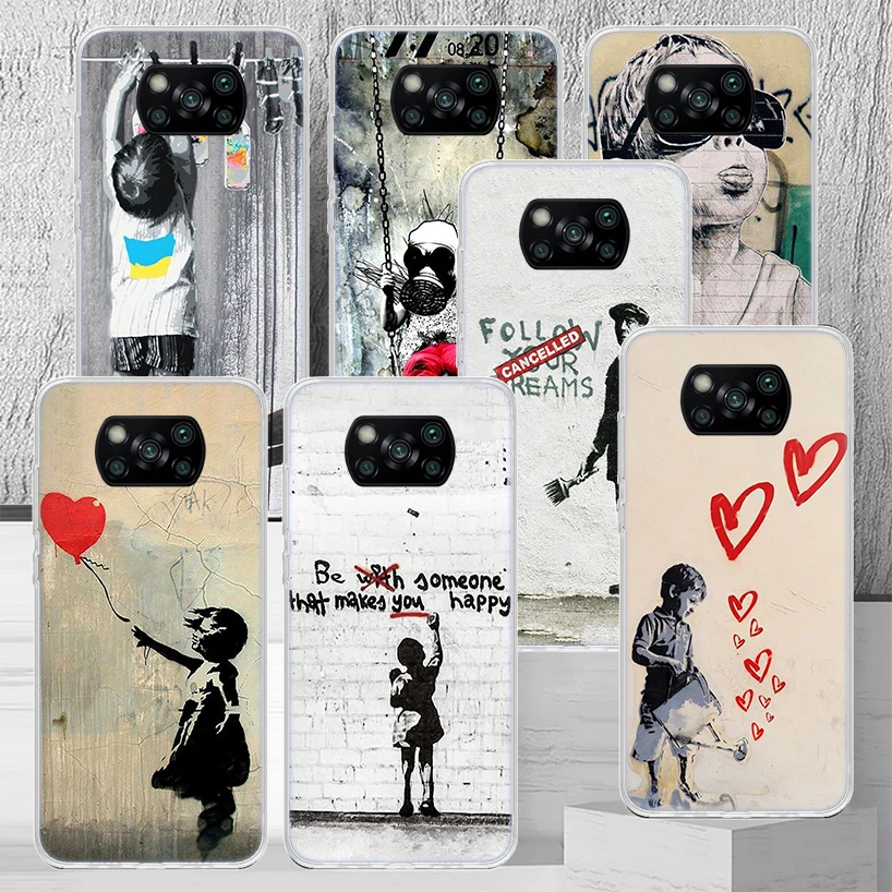 Custodia Per Telefono Street Art Banksy Graffiti Per Xiaomi Poco X3 Nfc X4 Gt X5 Pro M5S M3 M4 M2 F3 F2 F1 Note 10 A3 A2 Lite Soft Co