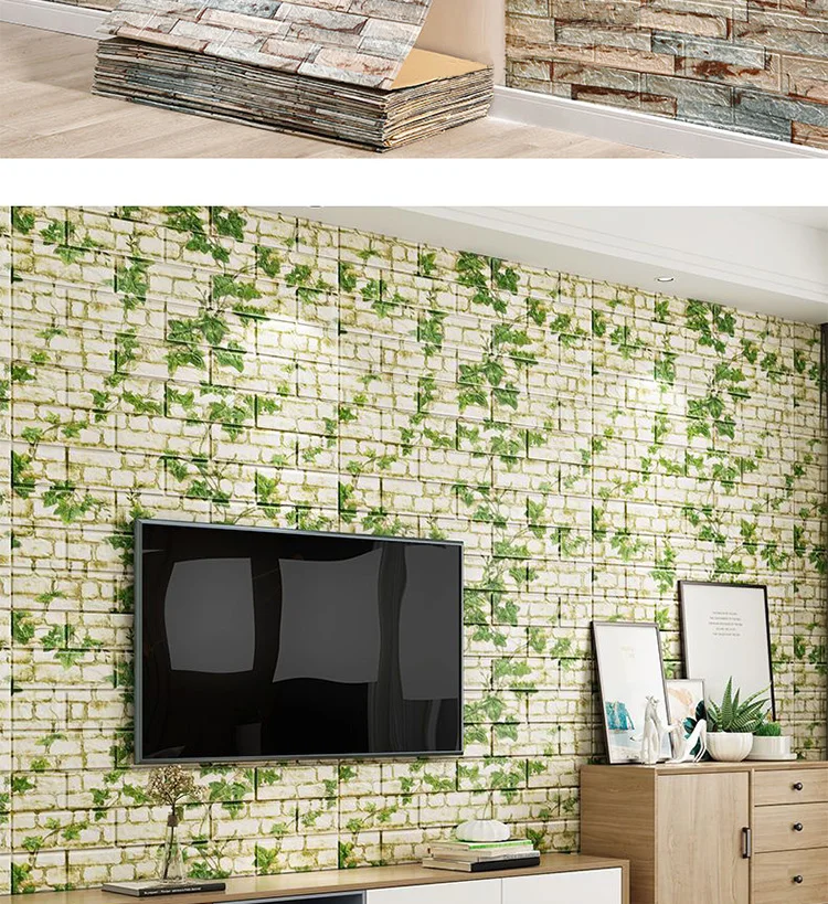 3D imitazione muro di mattoni adesivo rotolo piatto adesivo da parete  mobili adesivo parete soggiorno cucina carta da parati adesivi mobili -  AliExpress