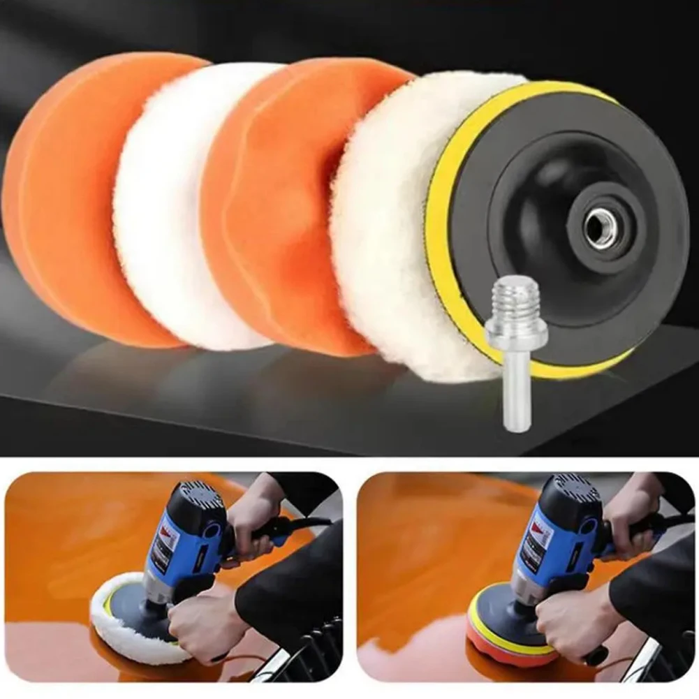 3/4/5 Inch Drill Car Polisher Wool Car Polishing Sponge Pads Kit Reusable Polishing Machine Wax Pads ing Waxing Clean Polish