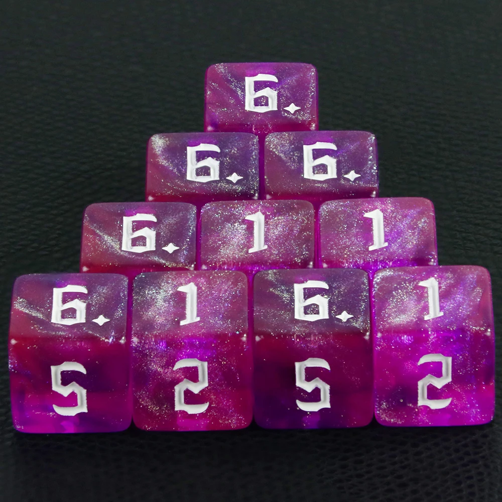 D6 Polyedrische Würfel in verschiedenen Farben, 6-seitige bunte Glitzerwürfel aus Acryl für Rollenspiele, Mathematikunterricht, Spielen von Tischspielen – Detail 8