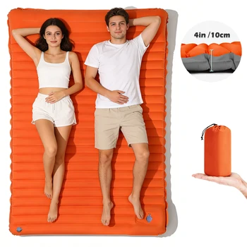 Outdoor Camping Inflatable Mattress Ultralight Thicken Sleeping Pad with Pillow Built-in Pump Camping Travel Air Mat