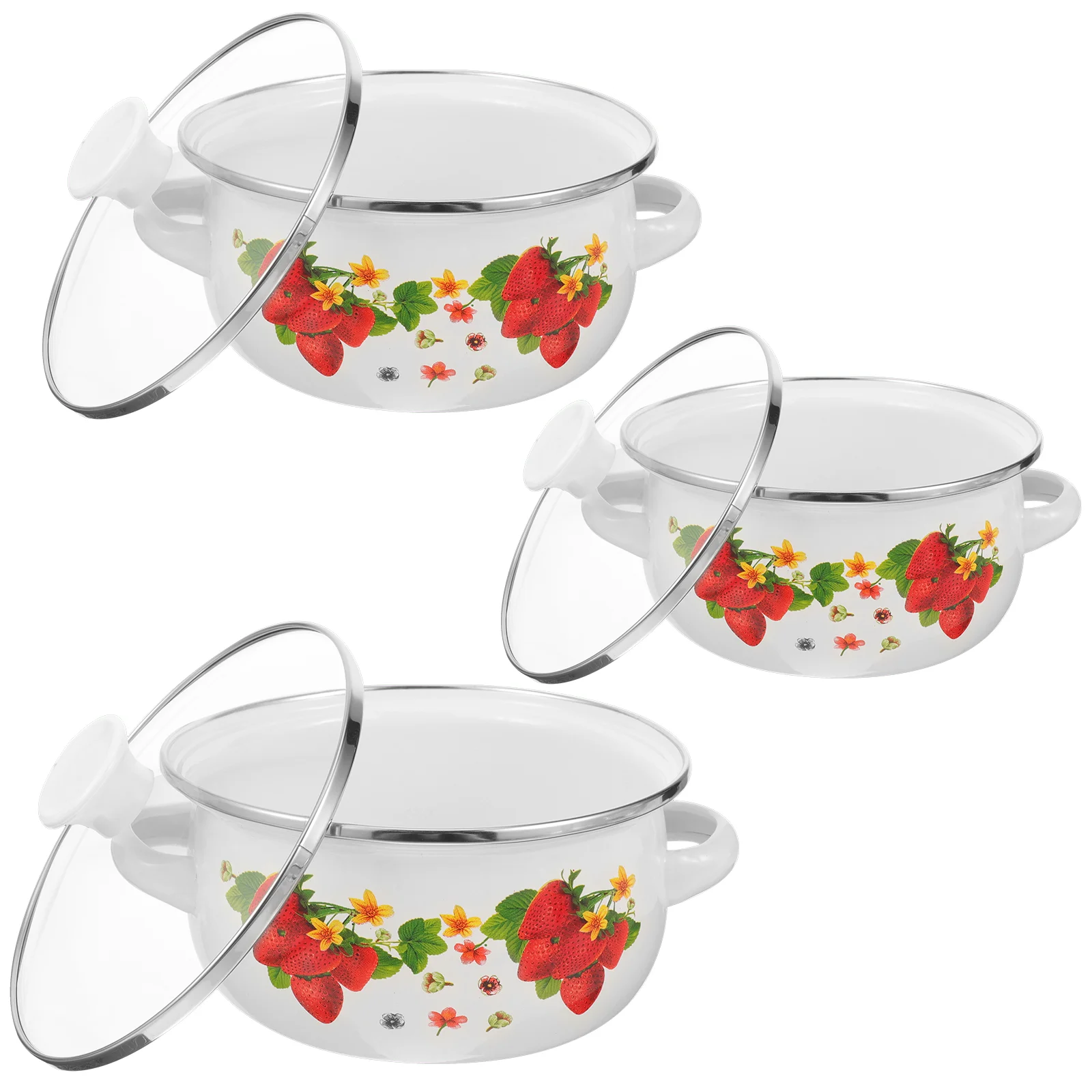 

Kitchen Enamel Stockpot Lid Retro Flower Enamel Stockpot Stew Bean Cooking Pot Vintage Soup Pot Handles Nonstick Cookware