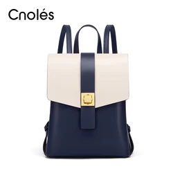Cnoles Women Commuter Shoulder Bag Simplicity Versatile Backpack Leather Teenage Girls Fashion School Bags Female Shoulder Bags