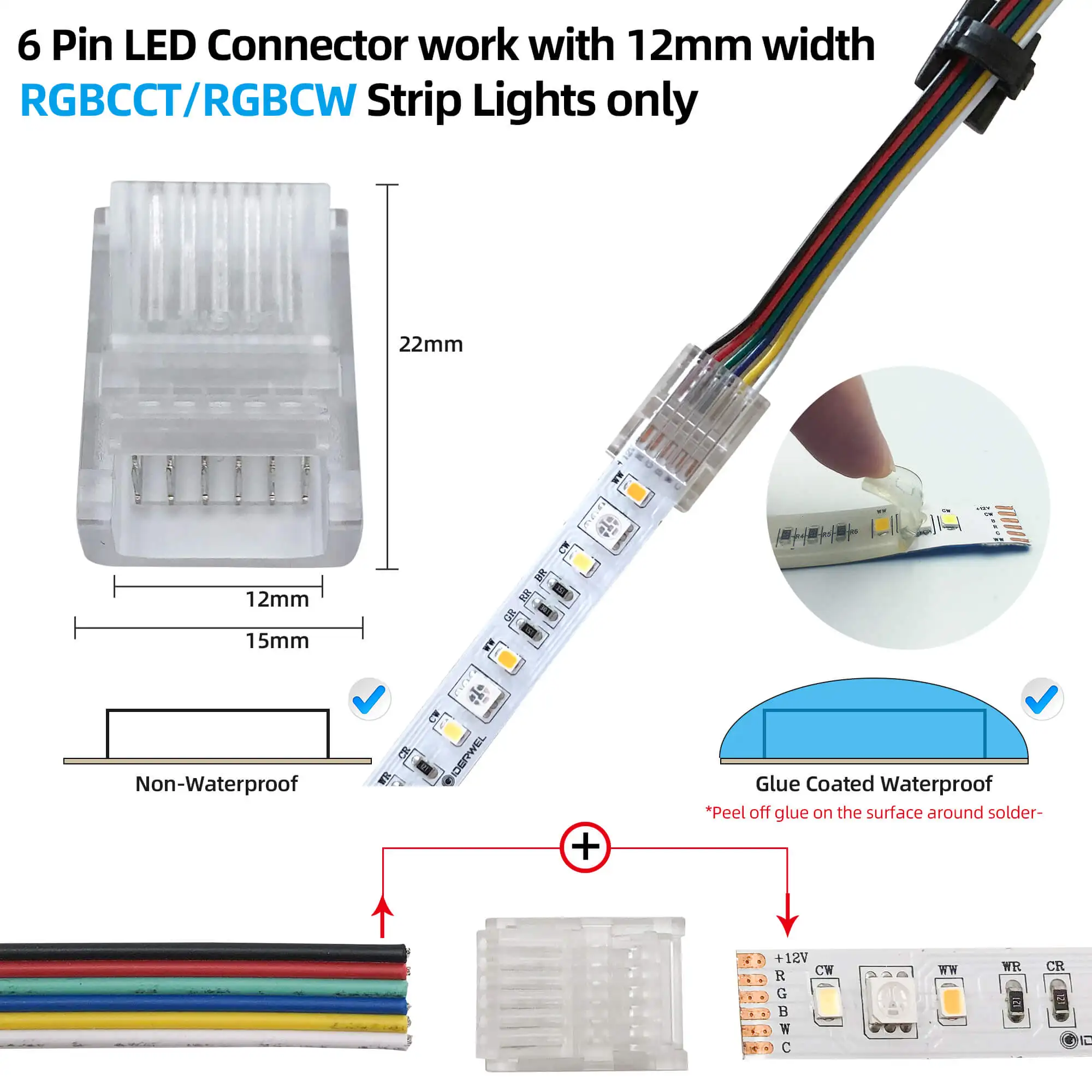 LedNord Cavo Prolunga 6 Poli Per Strisce LED RGB-CCT - 5 Metri - 18 AWG - Per RGB, RGBW, RGB CCT