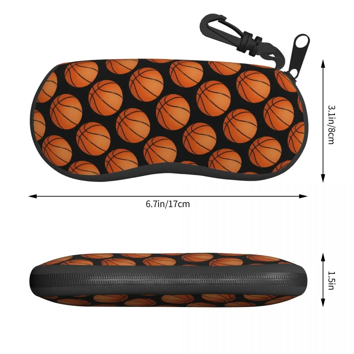 Cool Ball Print Horizontal Glasses Case Basketball Balls Soft Reading Sunglasses Pouch Men Women Key Chain Eyewear Box