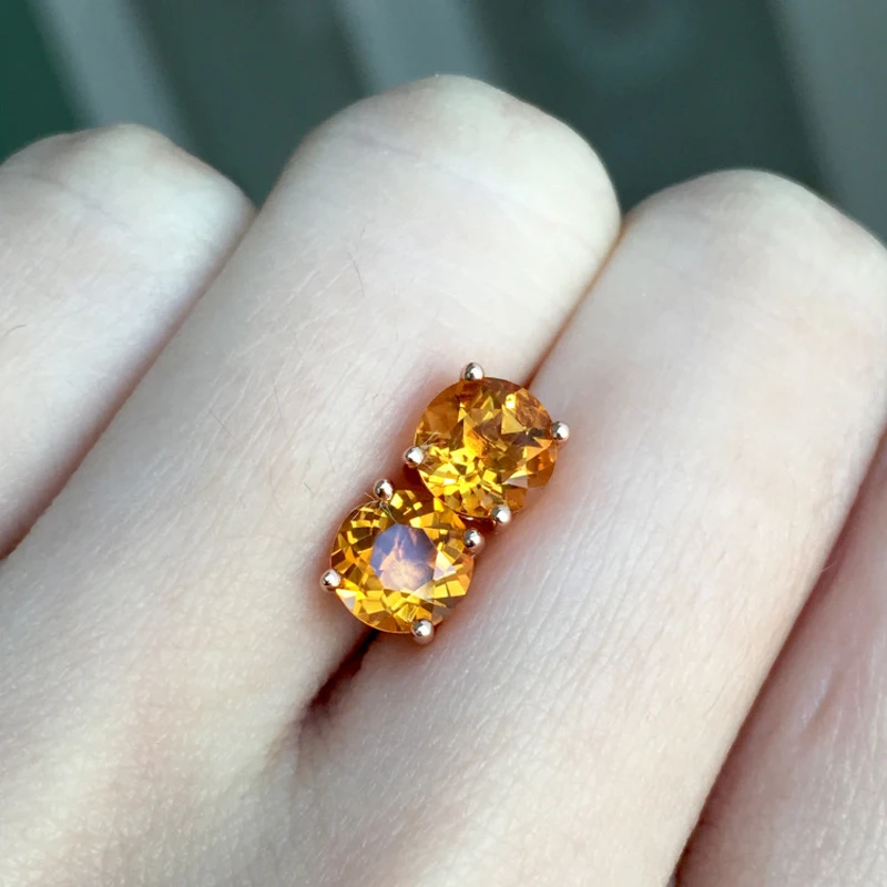 MeiBaPJ Natural Brazil Citrine Gemstone Simple Stud Earrings 925 Silver Ear Studs for Women