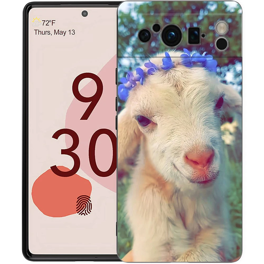 Adorable Cartoon Goat Shockproof Phone Case - Soft Black TPU Cover
