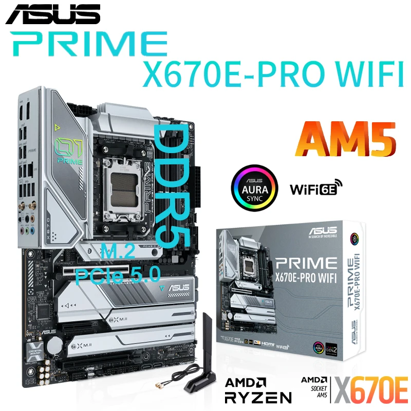 

AM5 ASUS PRIME X670E-PRO WIFI 6E Motherboard Support AMD Ryzen 7000 Series CPU DDR5 128GB RAM PCIe 5.0 RGB Desktop Placa Mãe New