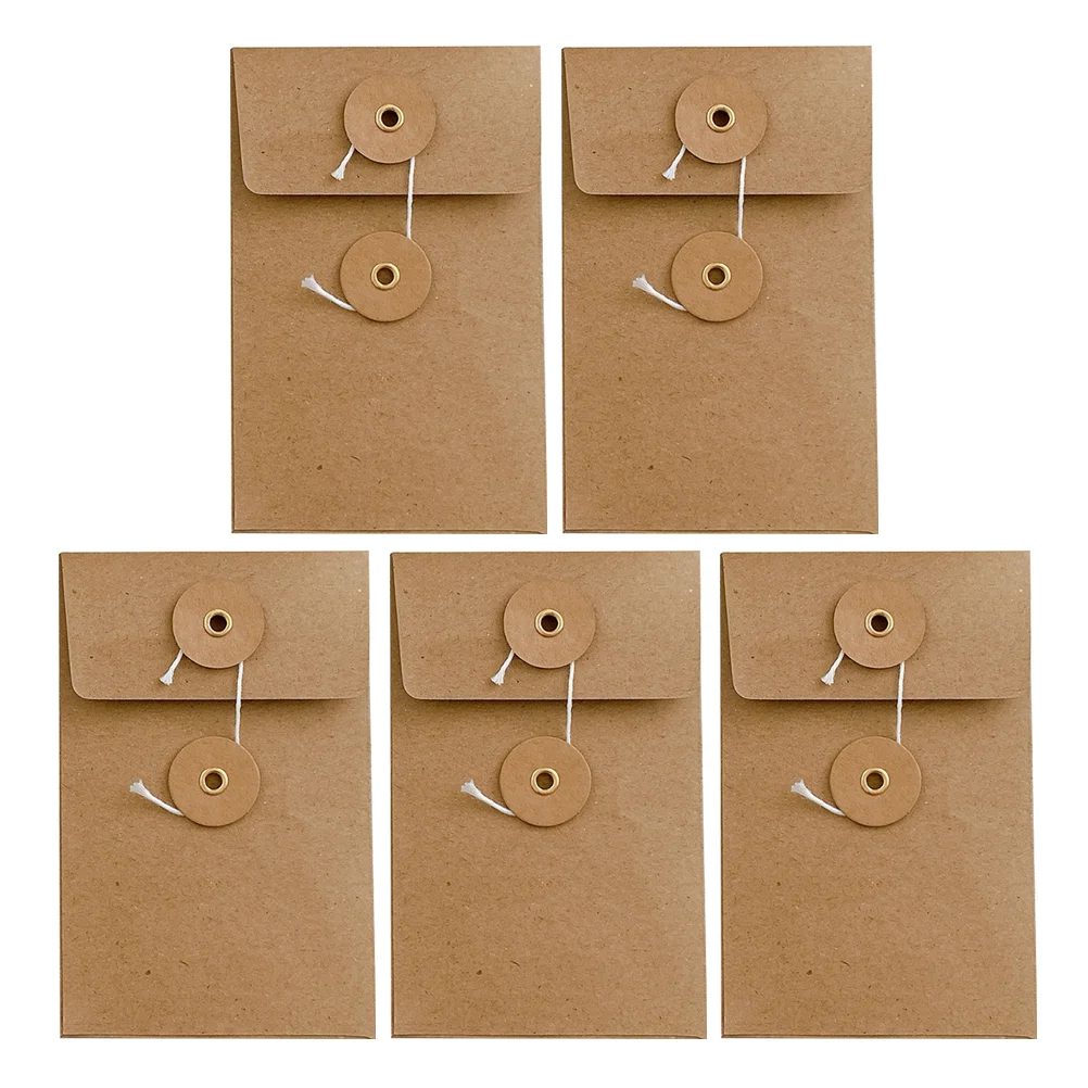 Retro Information Bag Office Envelopes Craft Vintage Greeting Cards Button 5 Pcs