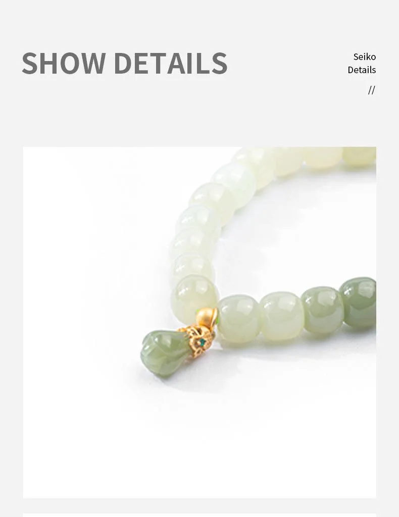 Natürliche Hetian Jade Perle Armband Mode Temperament weibliche Perle Einzels chleife kleine frische Armband Geldbörse Anhänger weiblich bevorzugen – Detail 5
