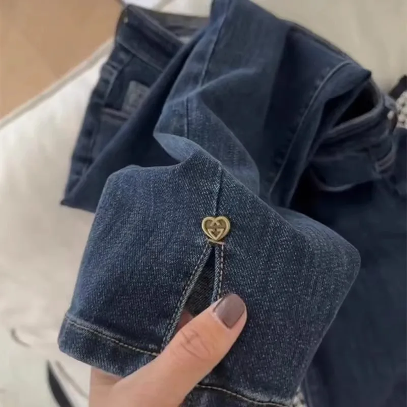 

Y2k Large Straight Barrel Jeans For Women Spring And Autumn 2023 New High Waist Fat Mm Slim Slim Split Nine Piece Smoke Pipe Pan