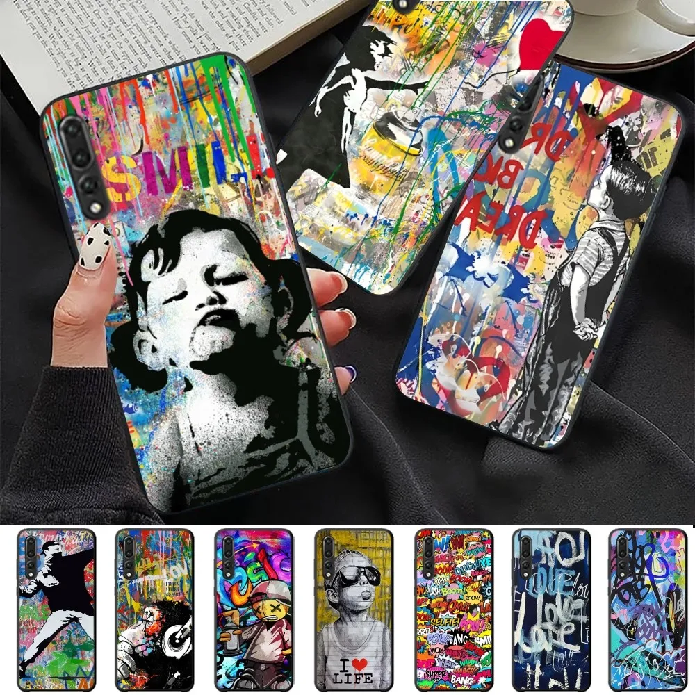 

Graffiti Phone Case For Huawei P 8 9 10 20 30 40 50 Pro Lite Psmart Honor 10 lite 70 Mate 20lite