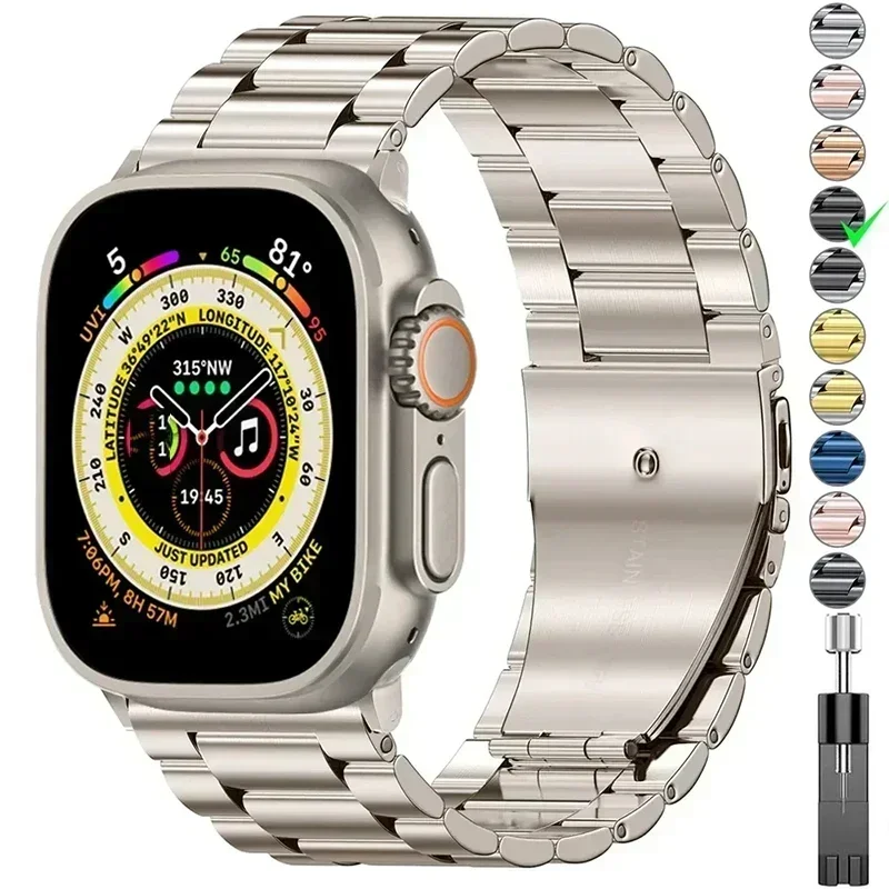 Elegant Stainless Steel Watch Strap - Premium Metal Bracelet Band